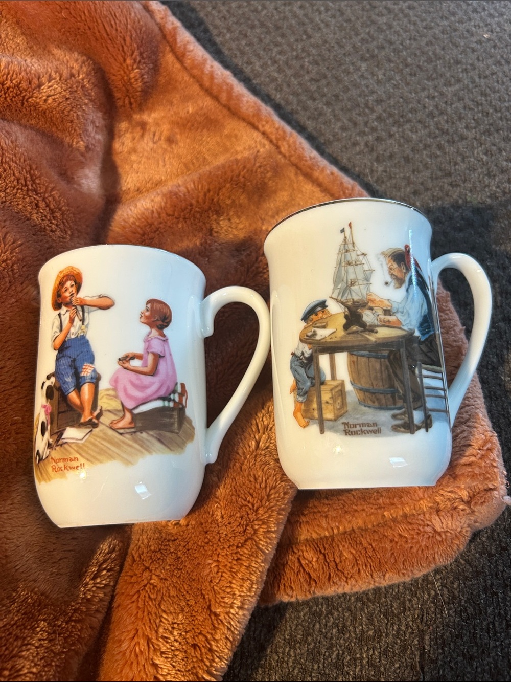 Norman Rockwell White Mugs